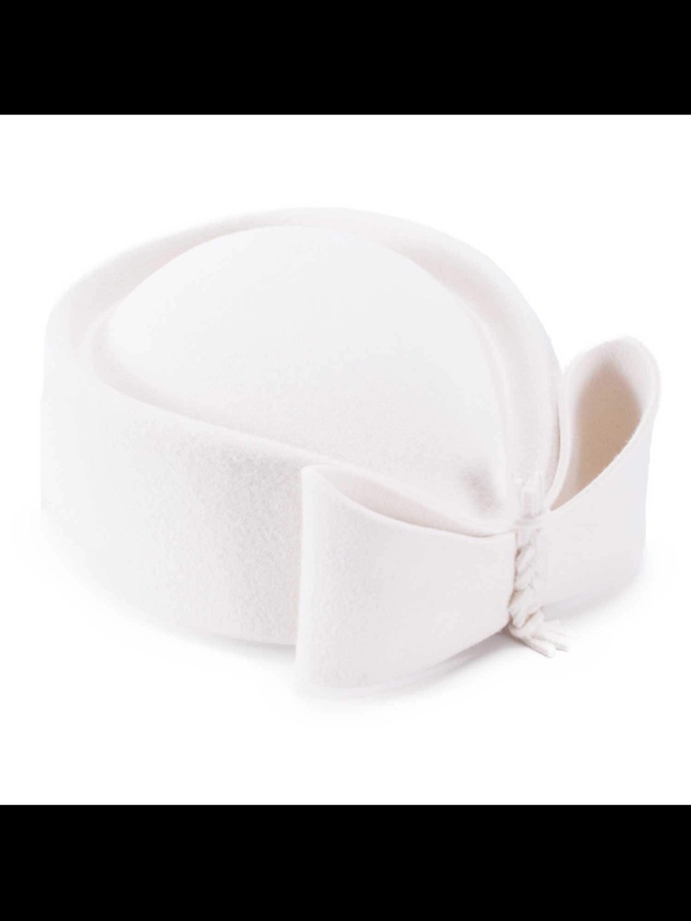 Elegant White Wool Pillbox Hat with Bow, worn once. Great for wedding or event